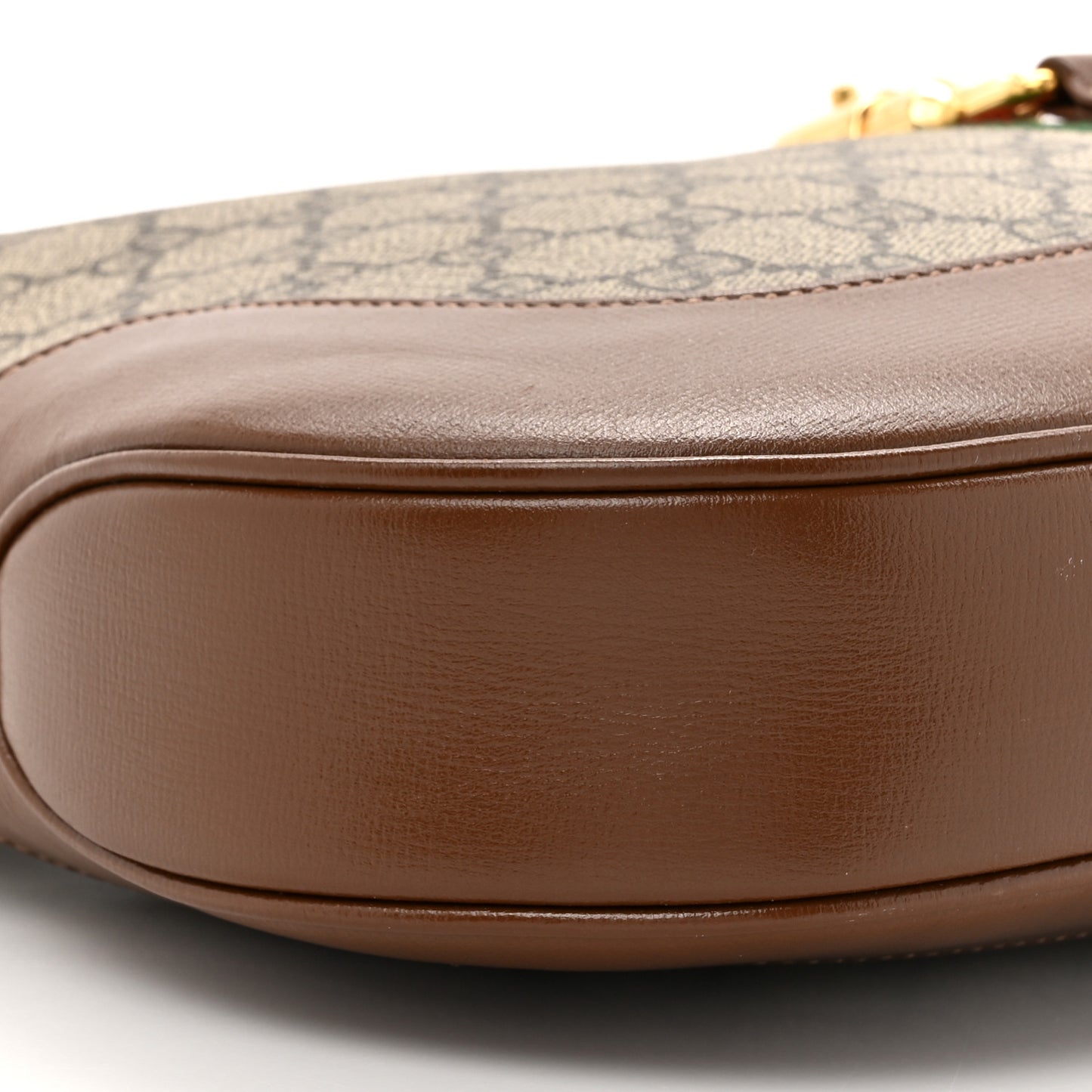 GG Supreme Monogram Azalea Calfskin Web Medium Jackie 1961 Hobo Beige Ebony Brown Sugar
