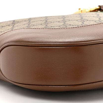 Gucci GG Supreme Monogram Azalea Calfskin Web Medium Jackie 1961 Hobo Beige Ebony Brown Sugar 10 of 12