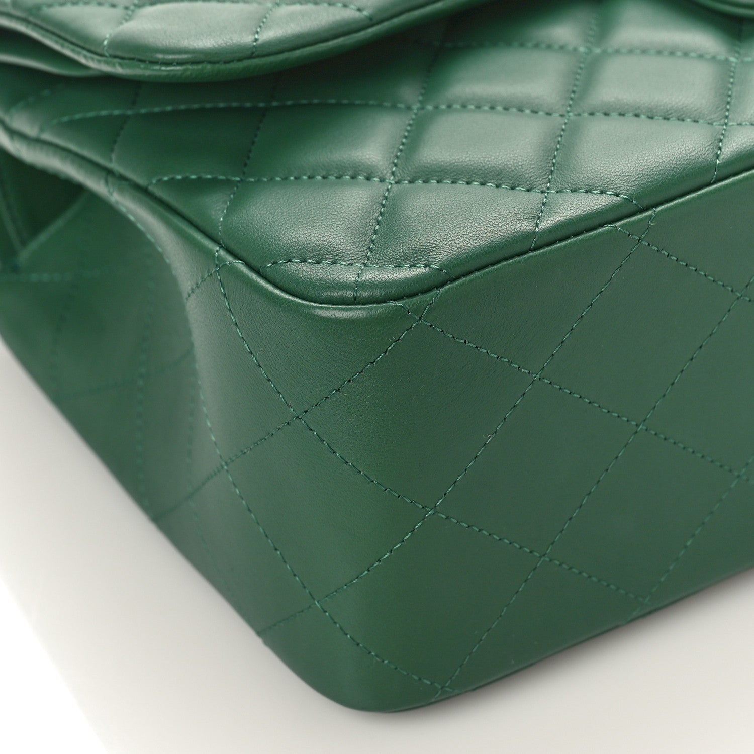 Chanel Lambskin Quilted Jumbo Double Flap Green 7 of 8