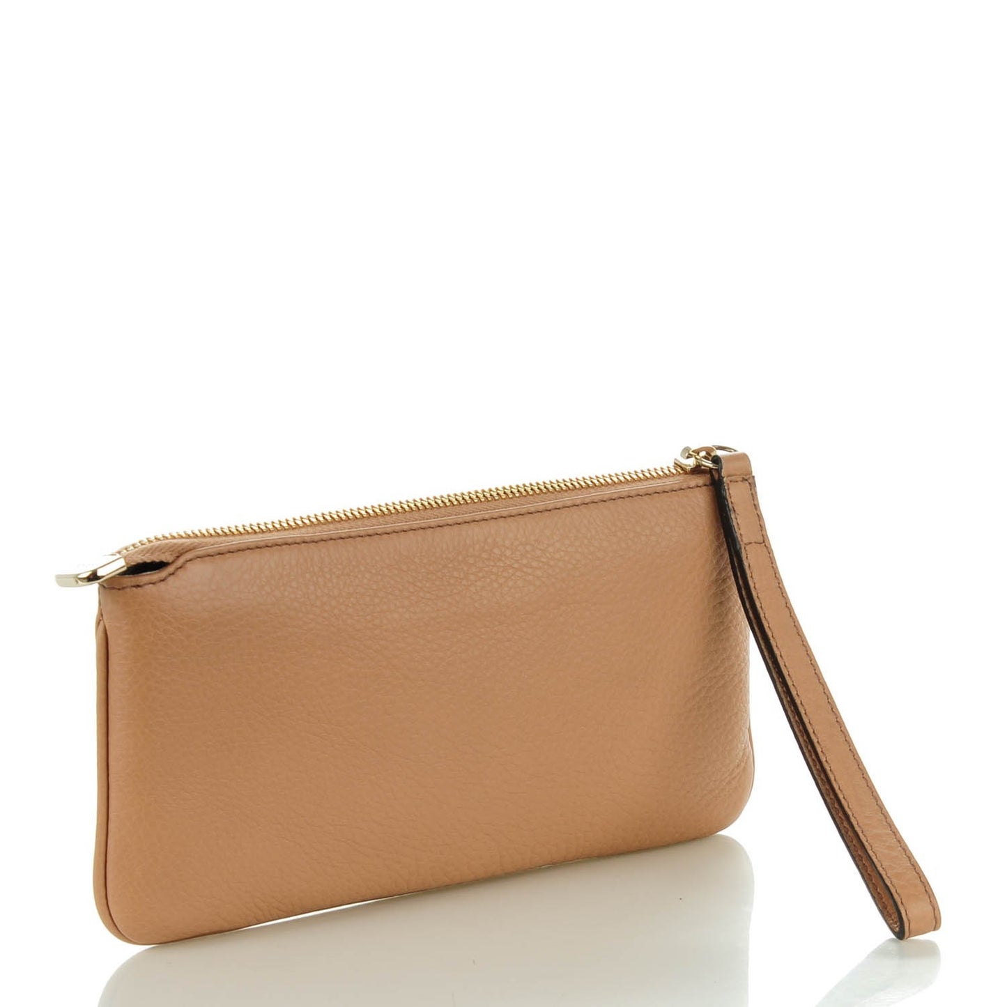 Pebbled Calfskin Soho Wristlet Camelia