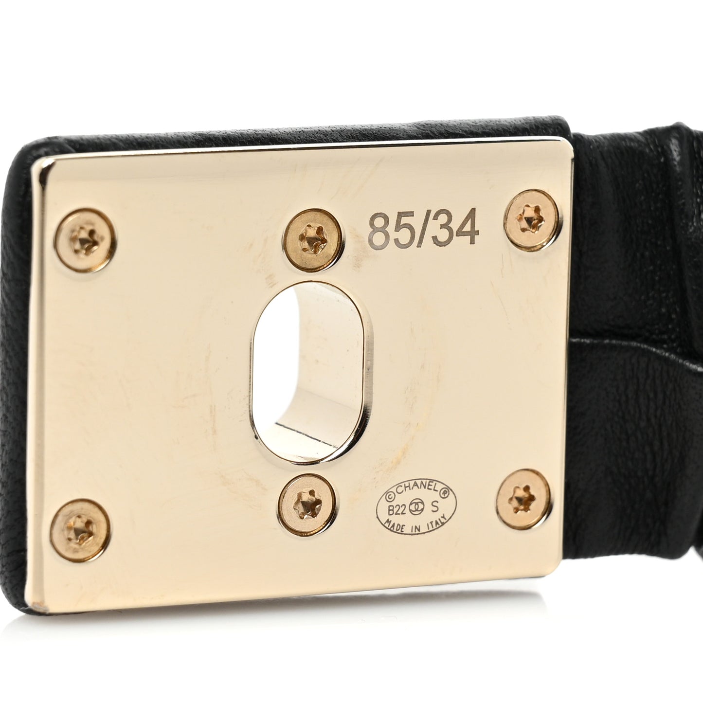 Lambskin Ruched CC Belt 85 34 Black