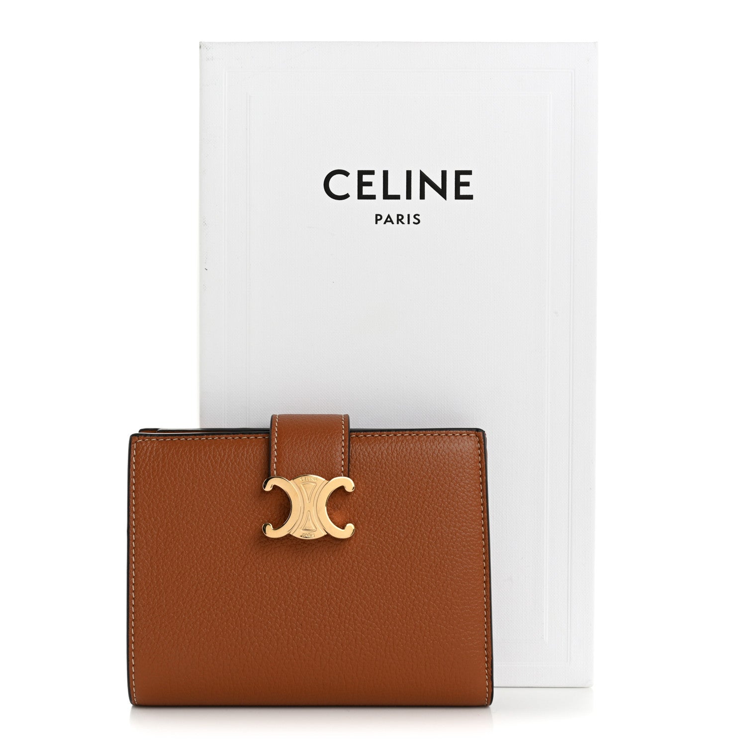 Celine Grained Calfskin Triomphe Medium Strap Nino Wallet Tan 10 of 10