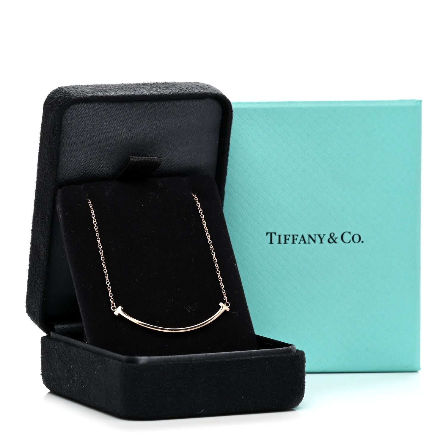 Tiffany 18K Rose Gold Small T Smile Pendant Necklace 5 of 5
