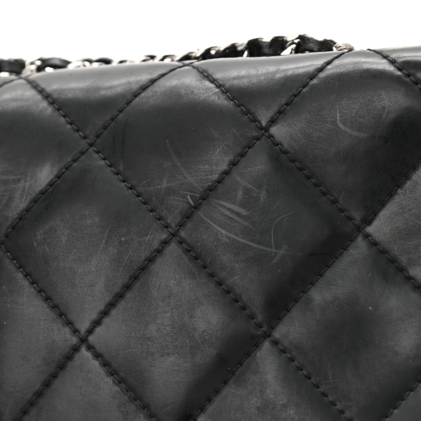 Patent Quilted Mademoiselle East West Flap Black