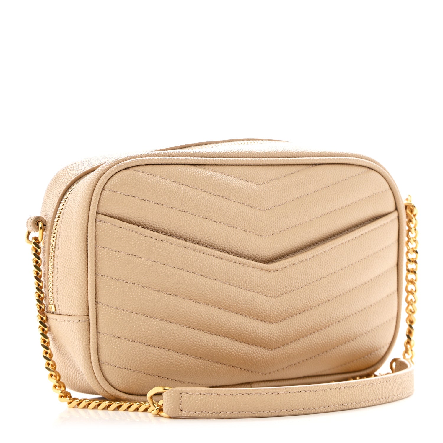 Saint Laurent Grain De Poudre Matelasse Monogram Mini Lou Camera Bag Dark Beige 3 of 10