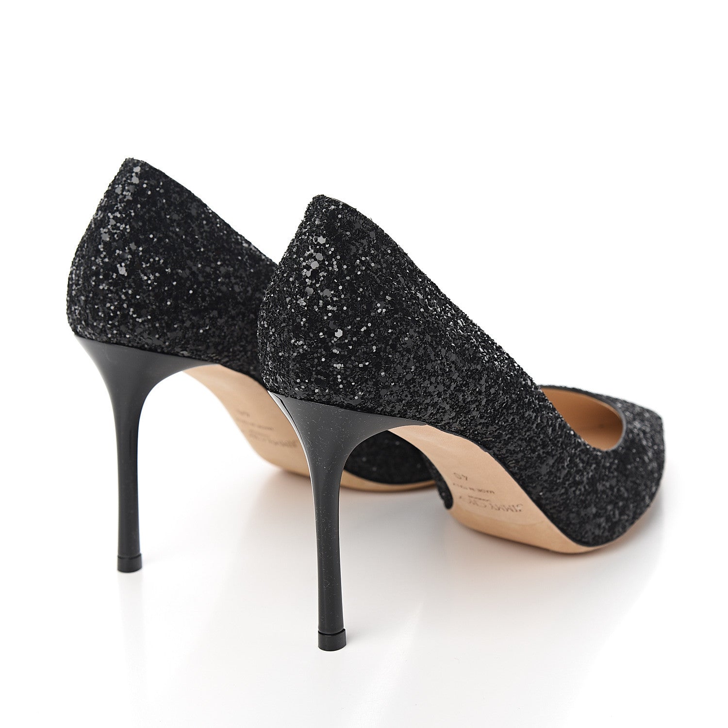 Jimmy Choo Coarse Glitter Pointy Toe Romy 85 Pumps 40 Black 4 of 9