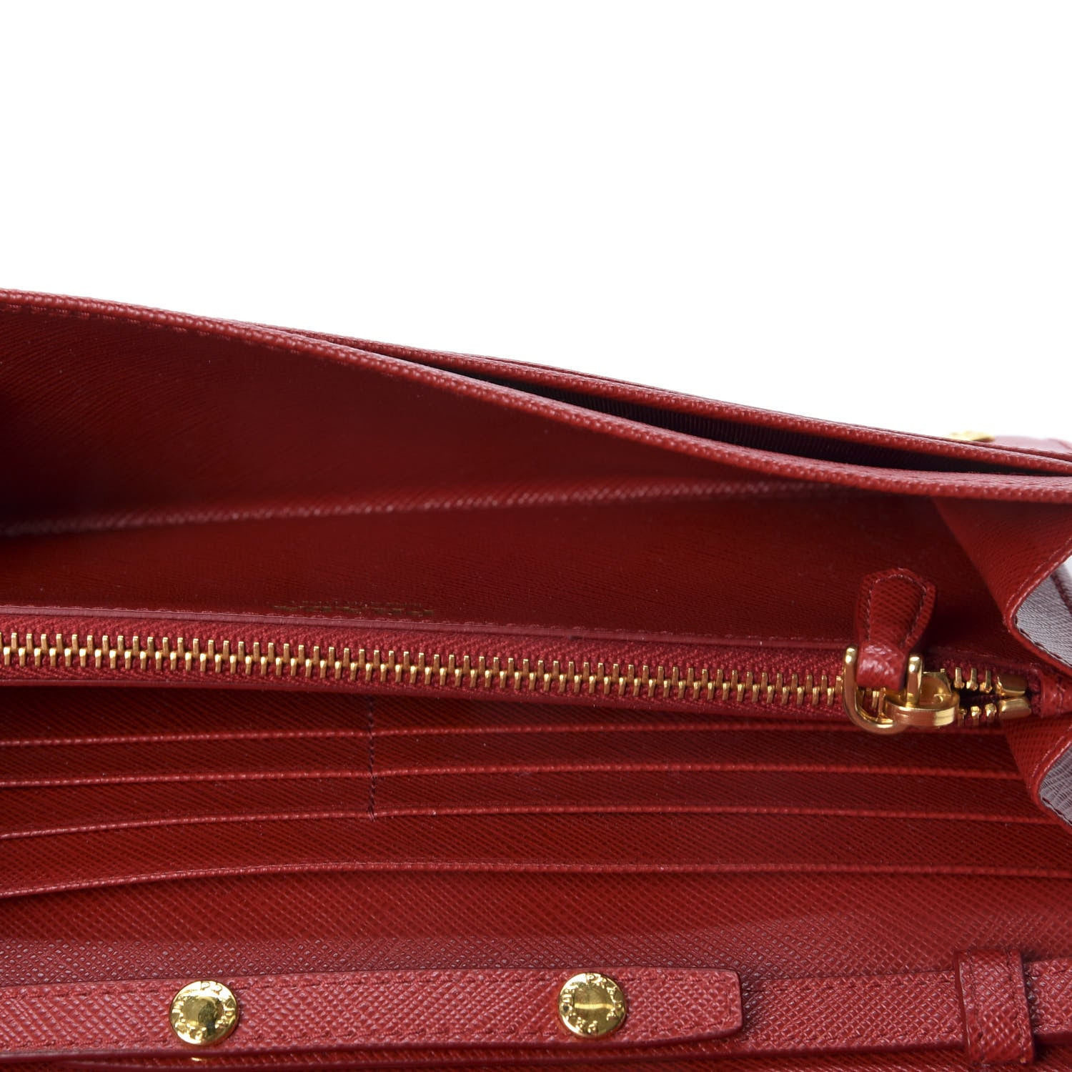 Prada Saffiano Metal Oro Chain Wallet Fuoco 4 of 9