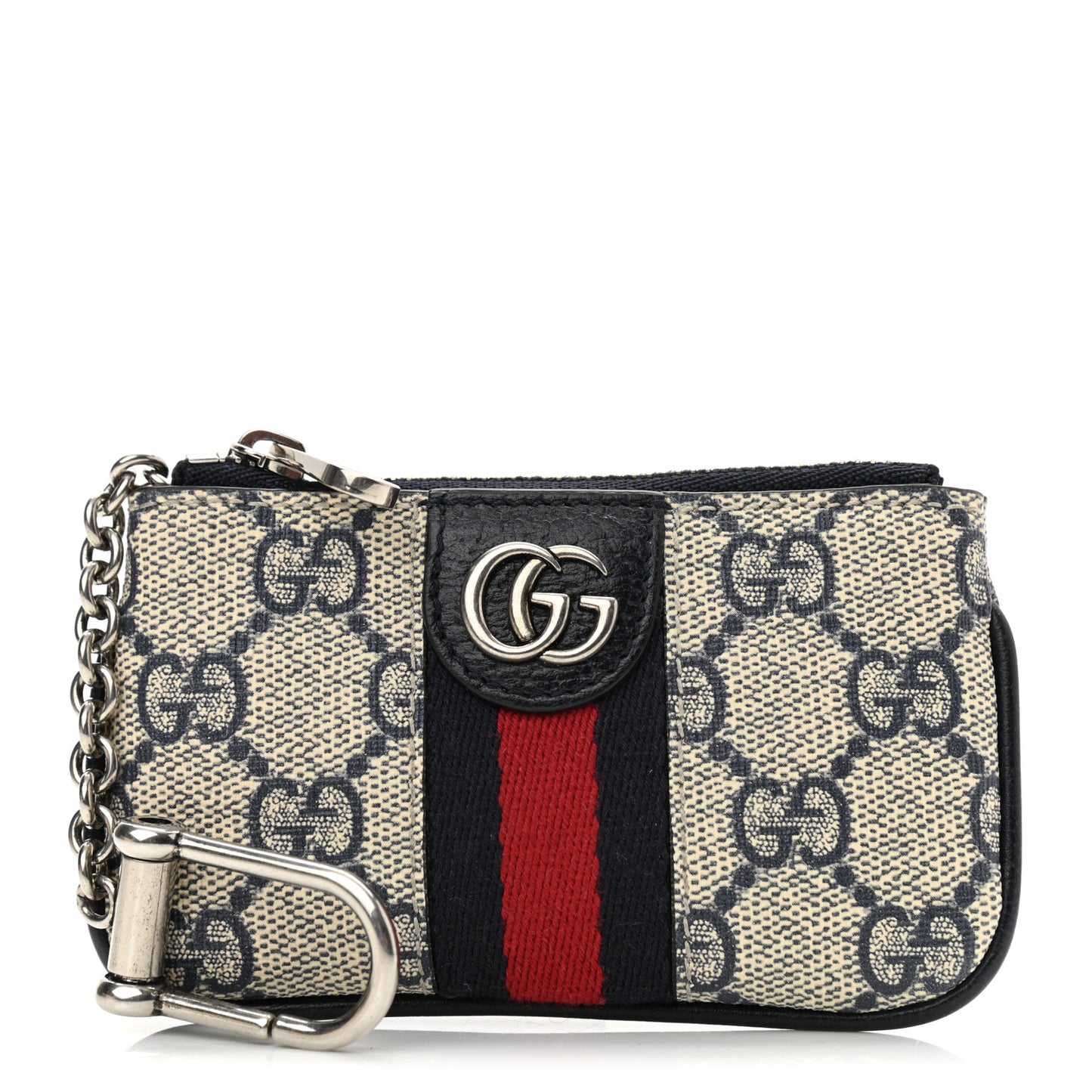 GG Supreme Monogram Web Ophidia Key Case Beige Blue