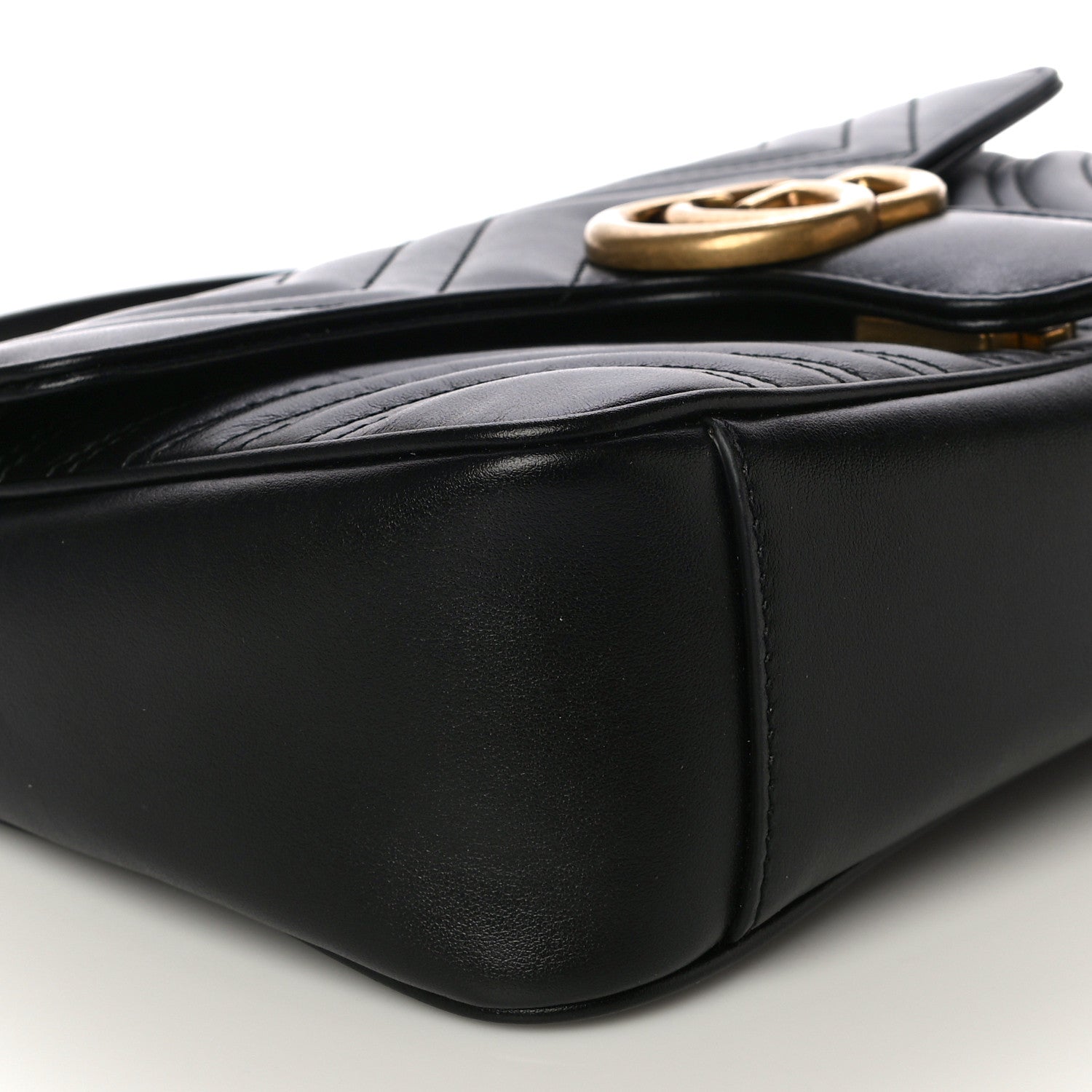 Gucci Calfskin Matelasse Small GG Marmont Shoulder Bag Black 10 of 17