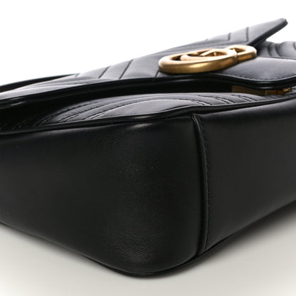 Gucci Calfskin Matelasse Small GG Marmont Shoulder Bag Black 10 of 17
