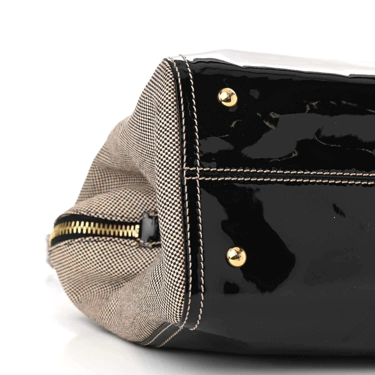 Fendi Patent Canvas Small Chameleon Tote Black 8 of 9