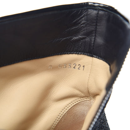 Chanel Glitter Patent Cap Toe Short Boots 39 Black 7 of 10
