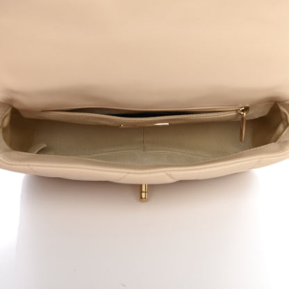Chanel Goatskin Quilted Medium 19 Flap Light Beige 4 of 10