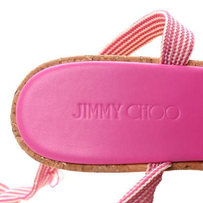 Jimmy Choo Raffia Embroidered Gal 130 Wedge Sandals 40 Fuchsia 8 of 8
