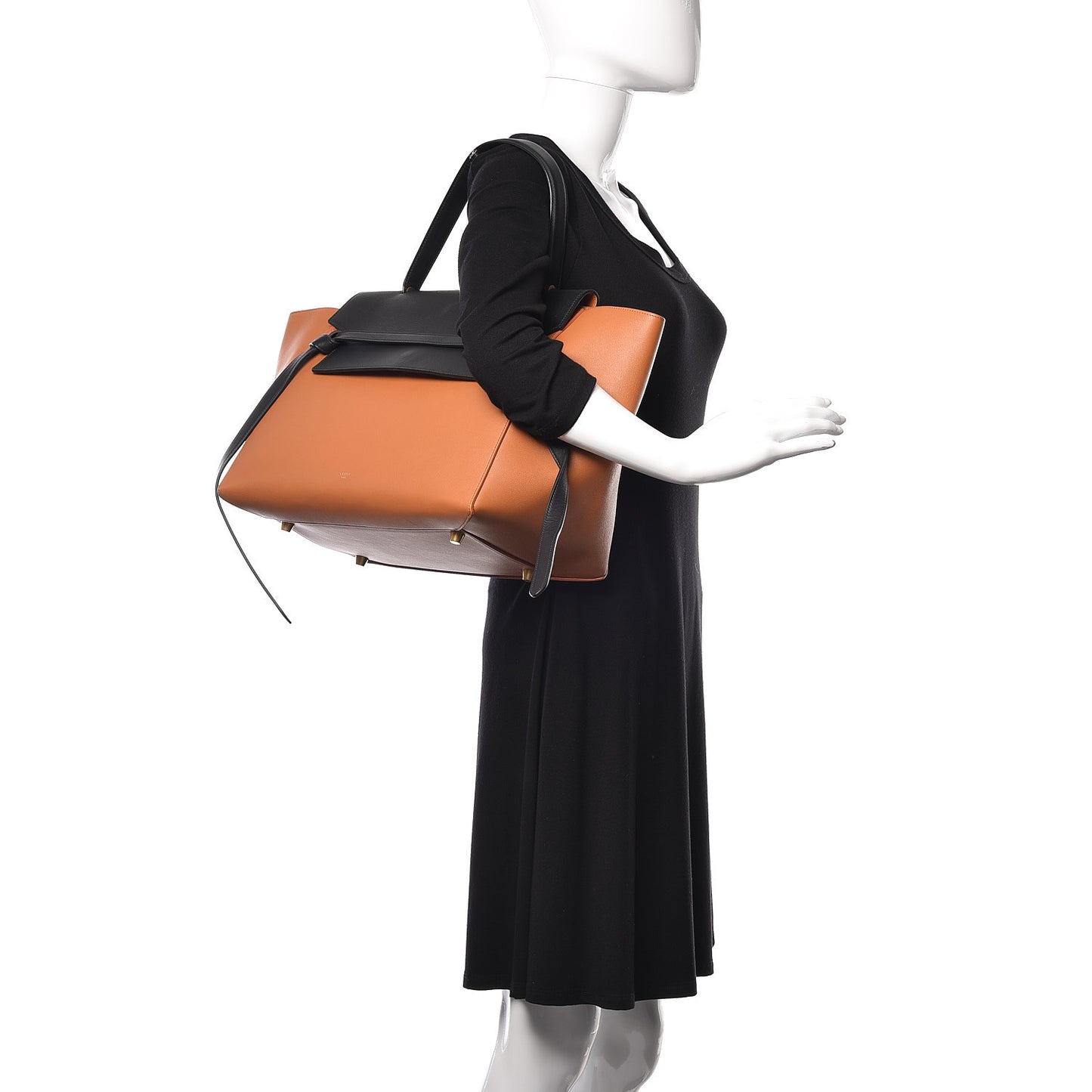 Smooth Calfskin Large Bi-Color Belt Bag Tan