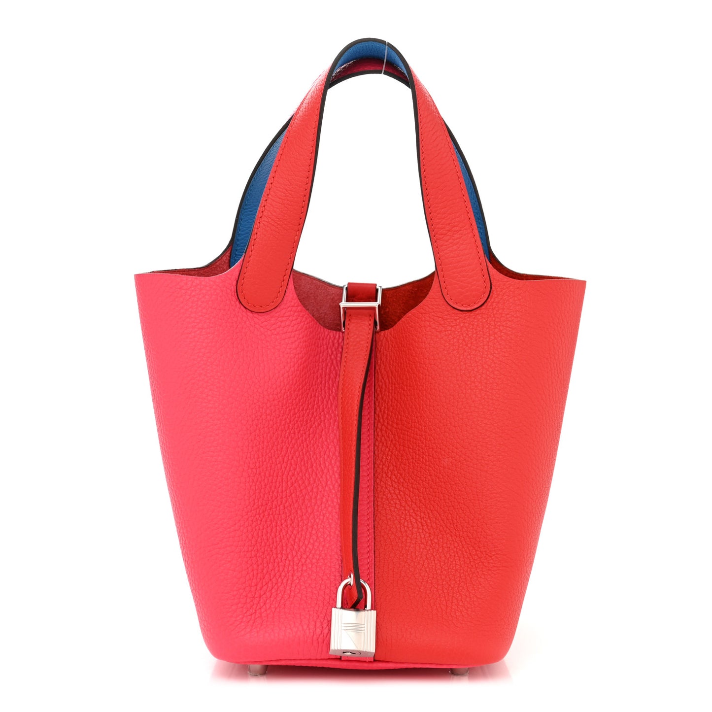 Taurillon Clemence Tri-Color Picotin Lock 18 PM Rouge Coeur Rose Extreme Bleu Zanzibar