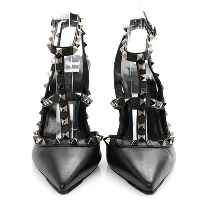 Valentino Garavani Calfskin Nappa Rockstud Ankle Strap 100mm Pumps 37 Black 3 of 8