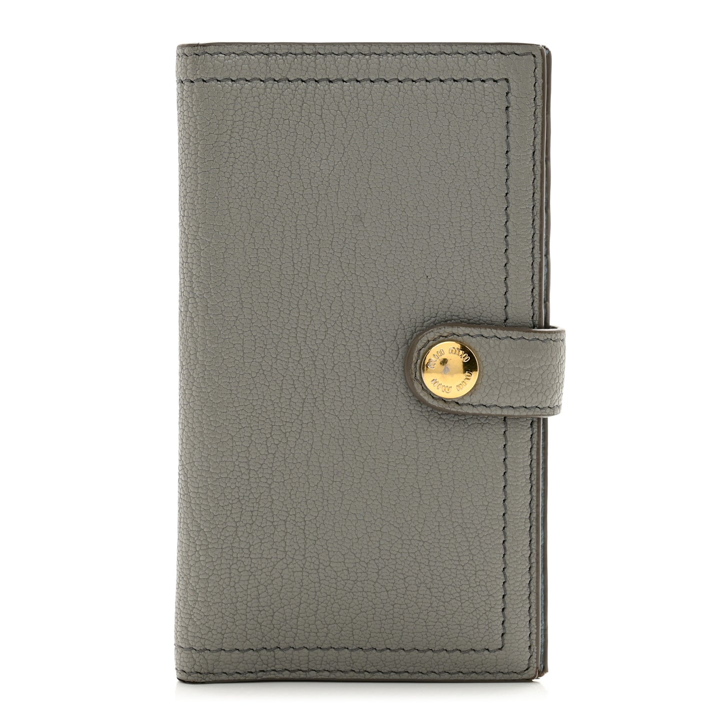 Goatskin Madras Vertical Wallet Grey Blue