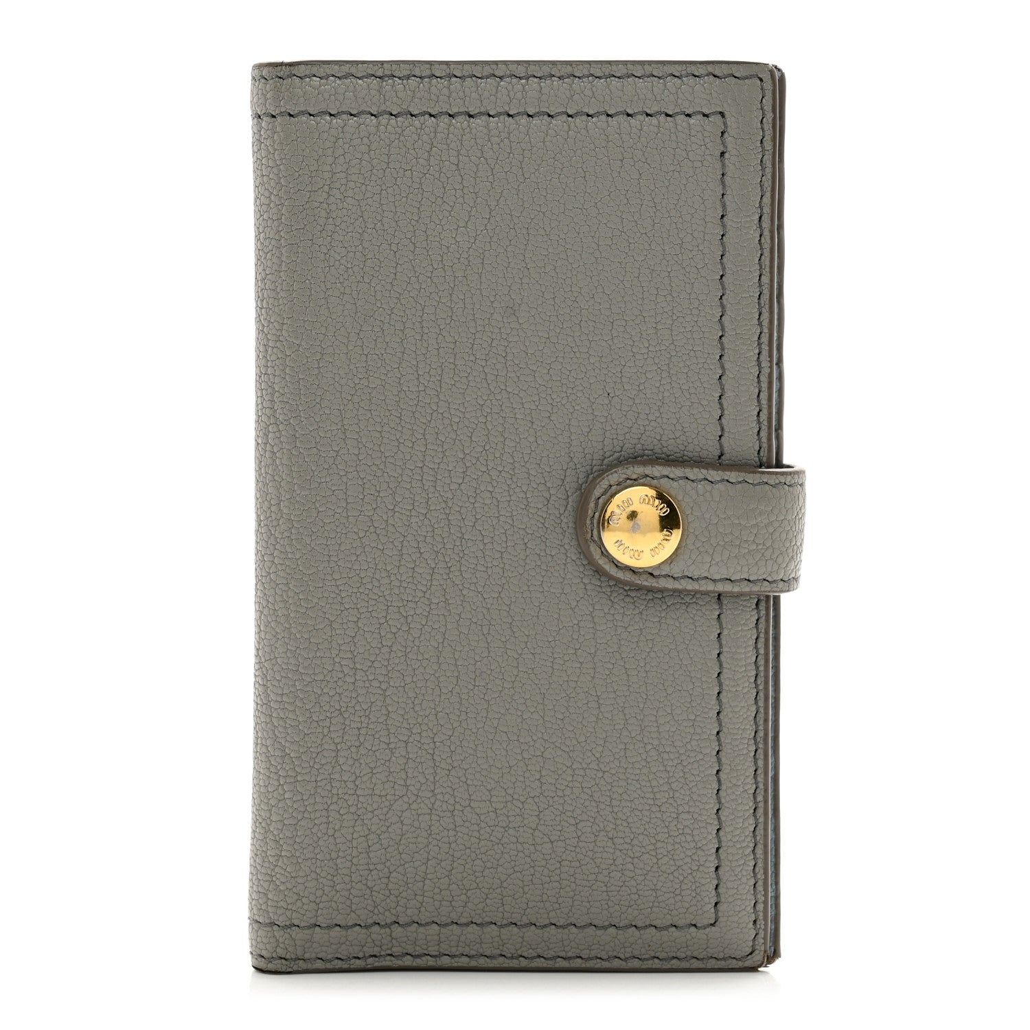 Miu Miu Goatskin Madras Vertical Wallet Grey Blue 1 of 8