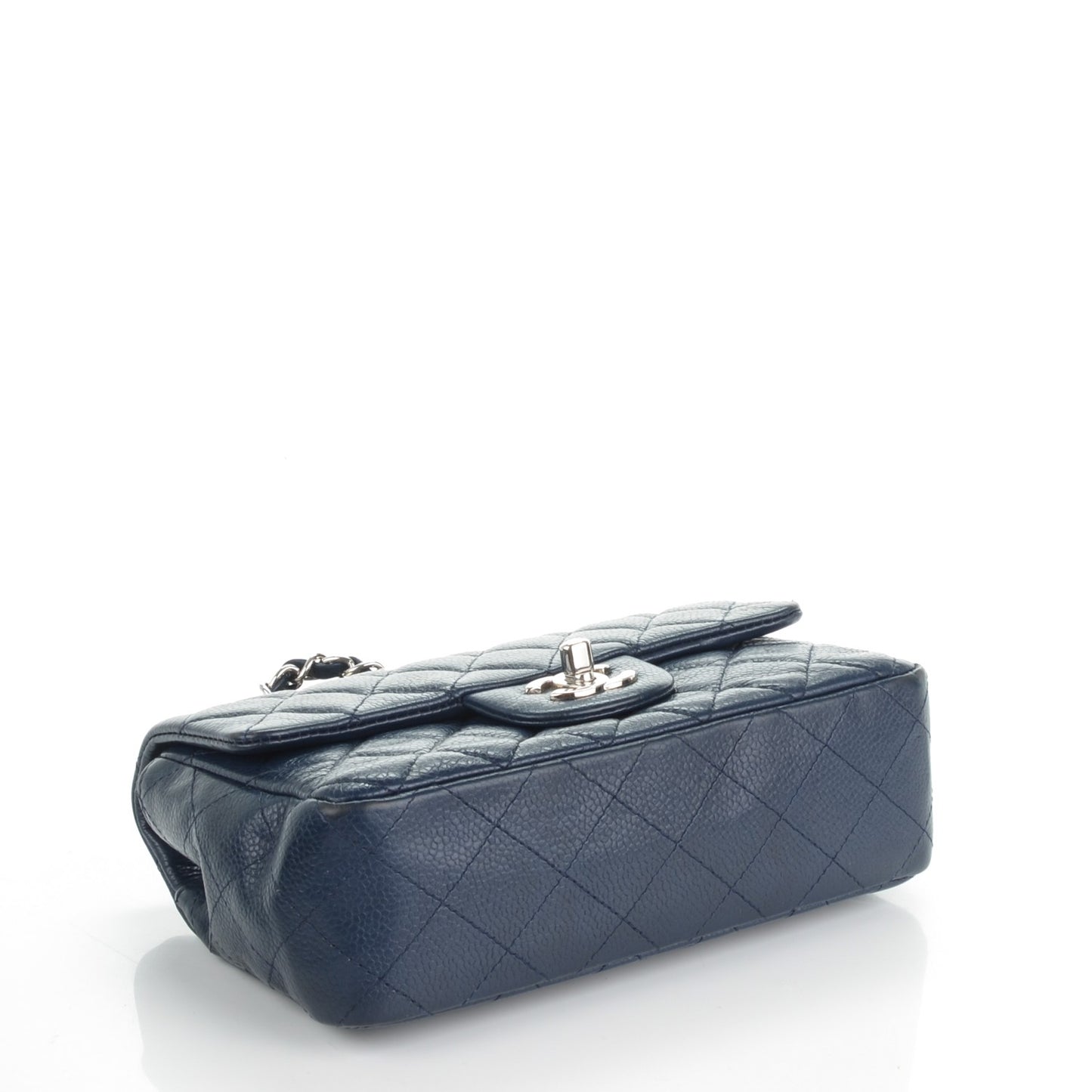 Caviar Quilted Mini Rectangular Flap Navy