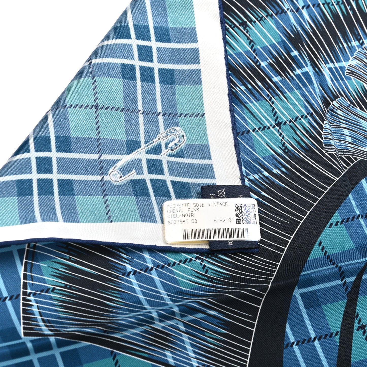 Silk Cheval Punk Pocket Square Ciel Black