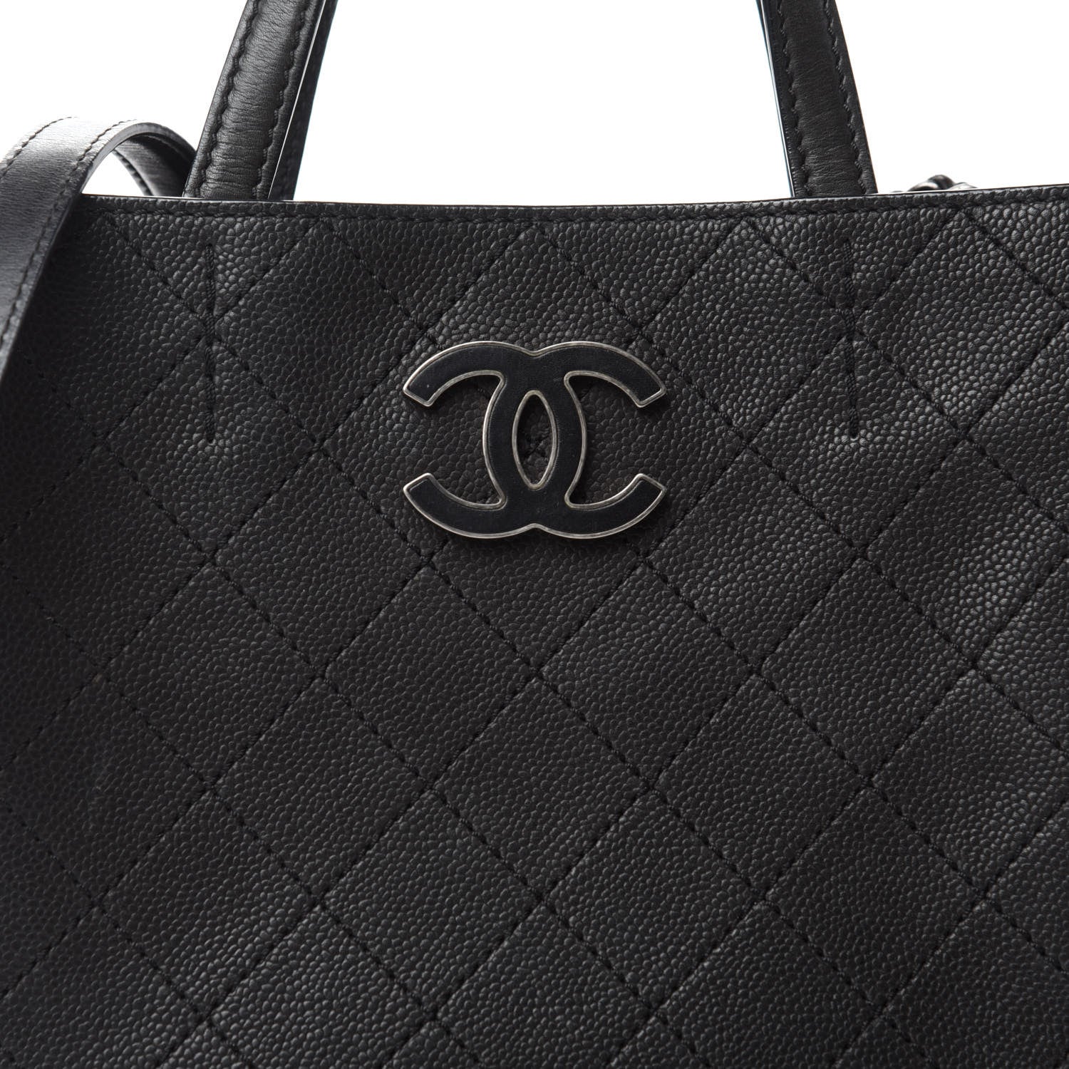 Chanel Calfskin Stitched Hamptons Tote Black 10 of 10