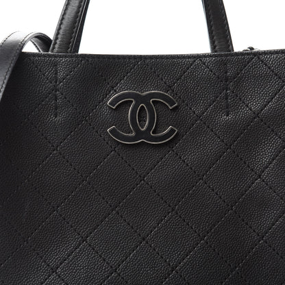 Chanel Calfskin Stitched Hamptons Tote Black 10 of 10
