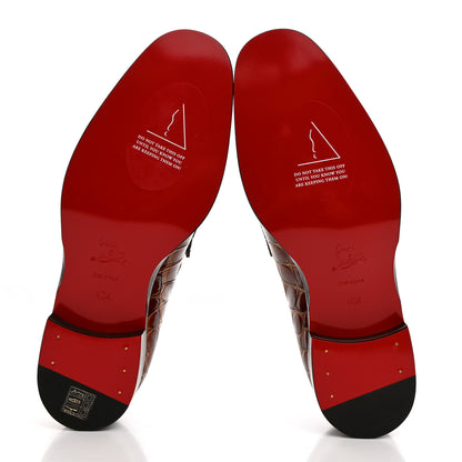 Christian Louboutin Croc Calfskin Embossed Chambelimoc Loafers 40.5 Acajou 5 of 8