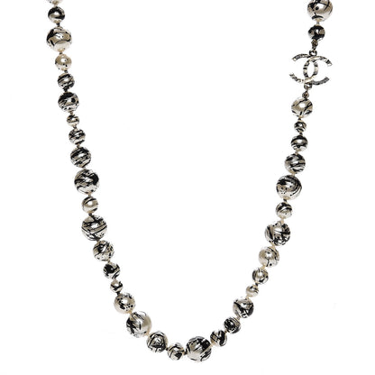 Chanel Pearl CC Graffiti Long Necklace Black Gold 1 of 4