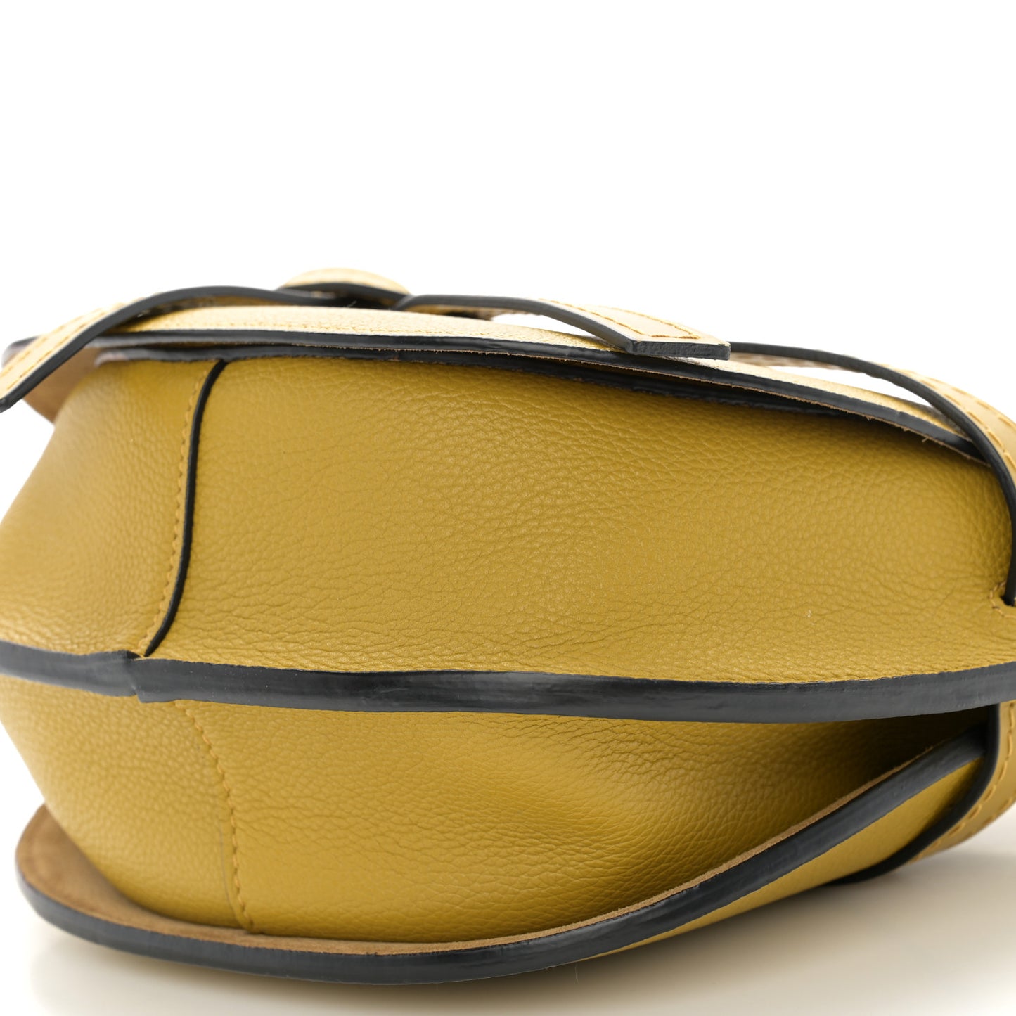 Grained Calfskin Small Gate Crossbody Bag Mustard Yellow