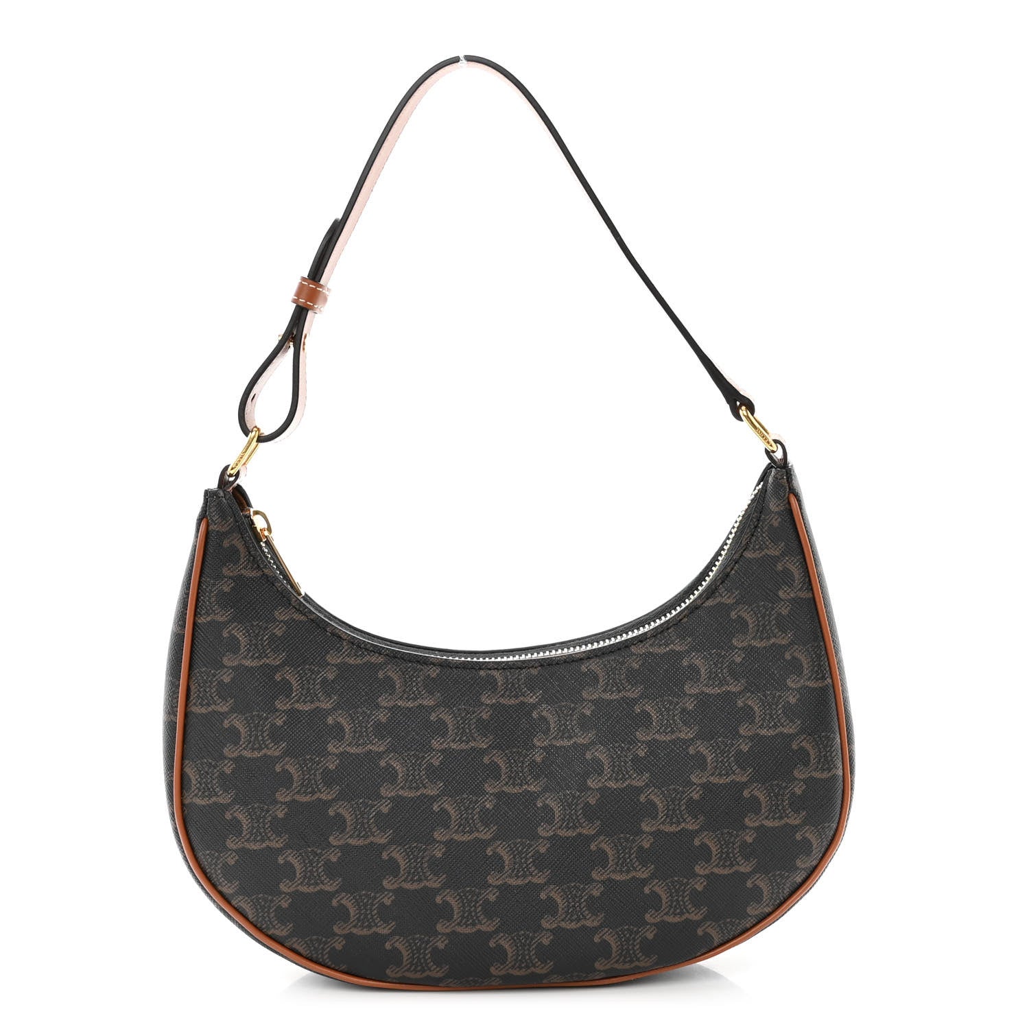Celine Triomphe Canvas Calfskin Ava Shoulder Bag Tan 1 of 11