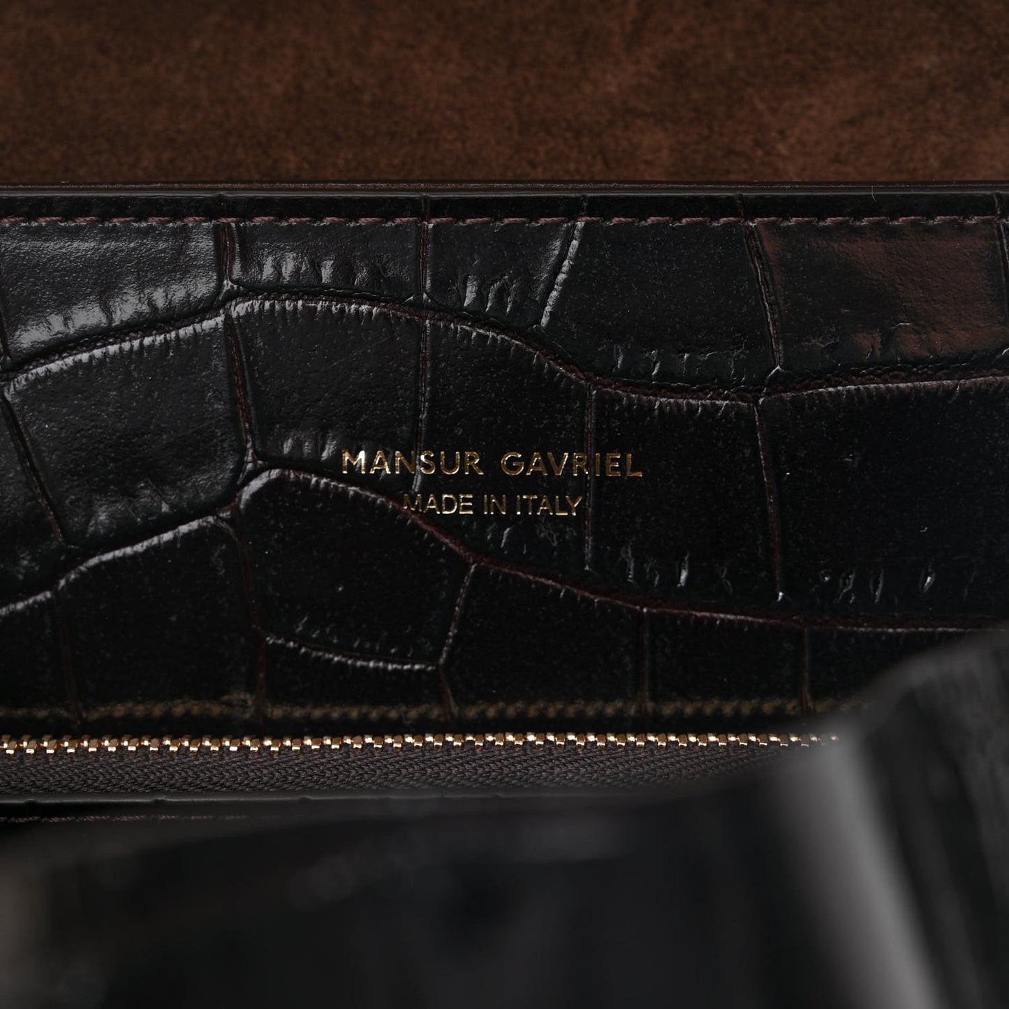 Calfskin Crocodile Embossed Lady Bag Brown