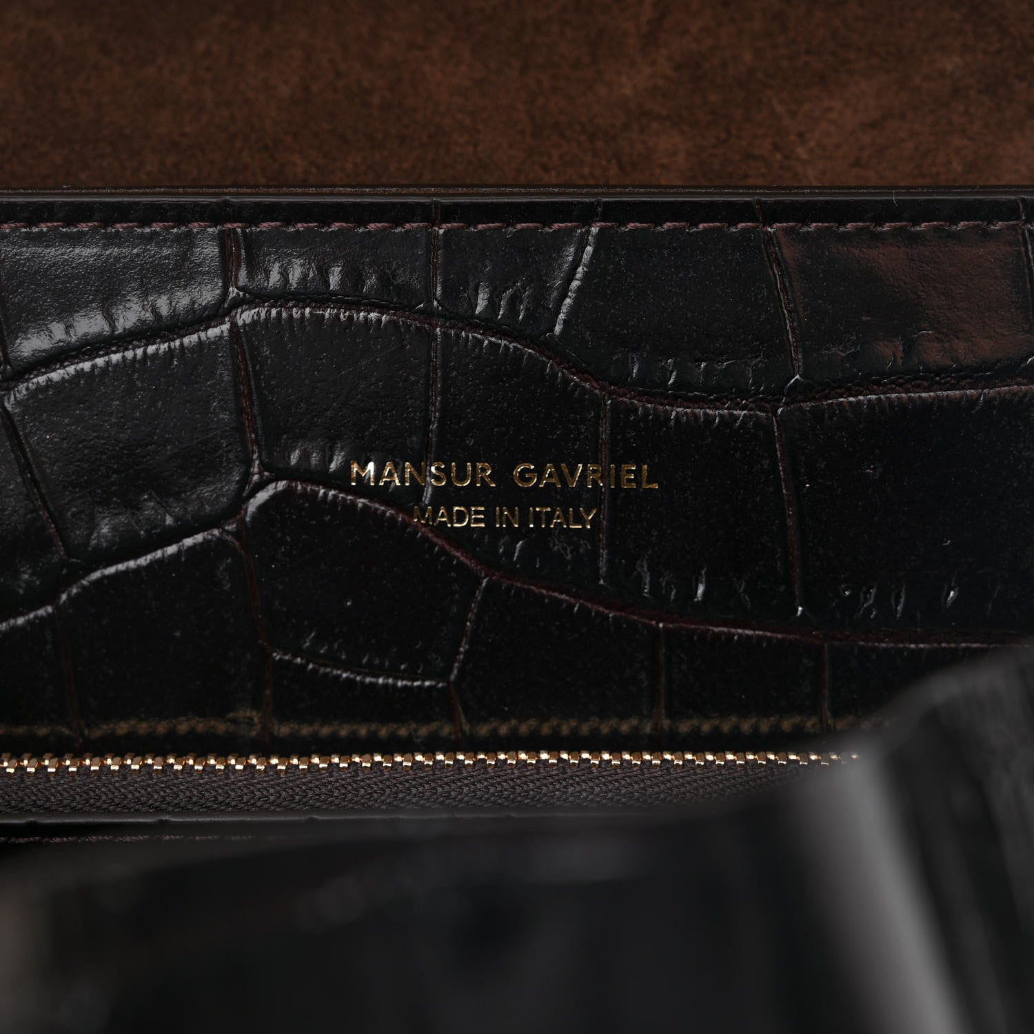 Mansur Gavriel Calfskin Crocodile Embossed Lady Bag Brown 6 of 13