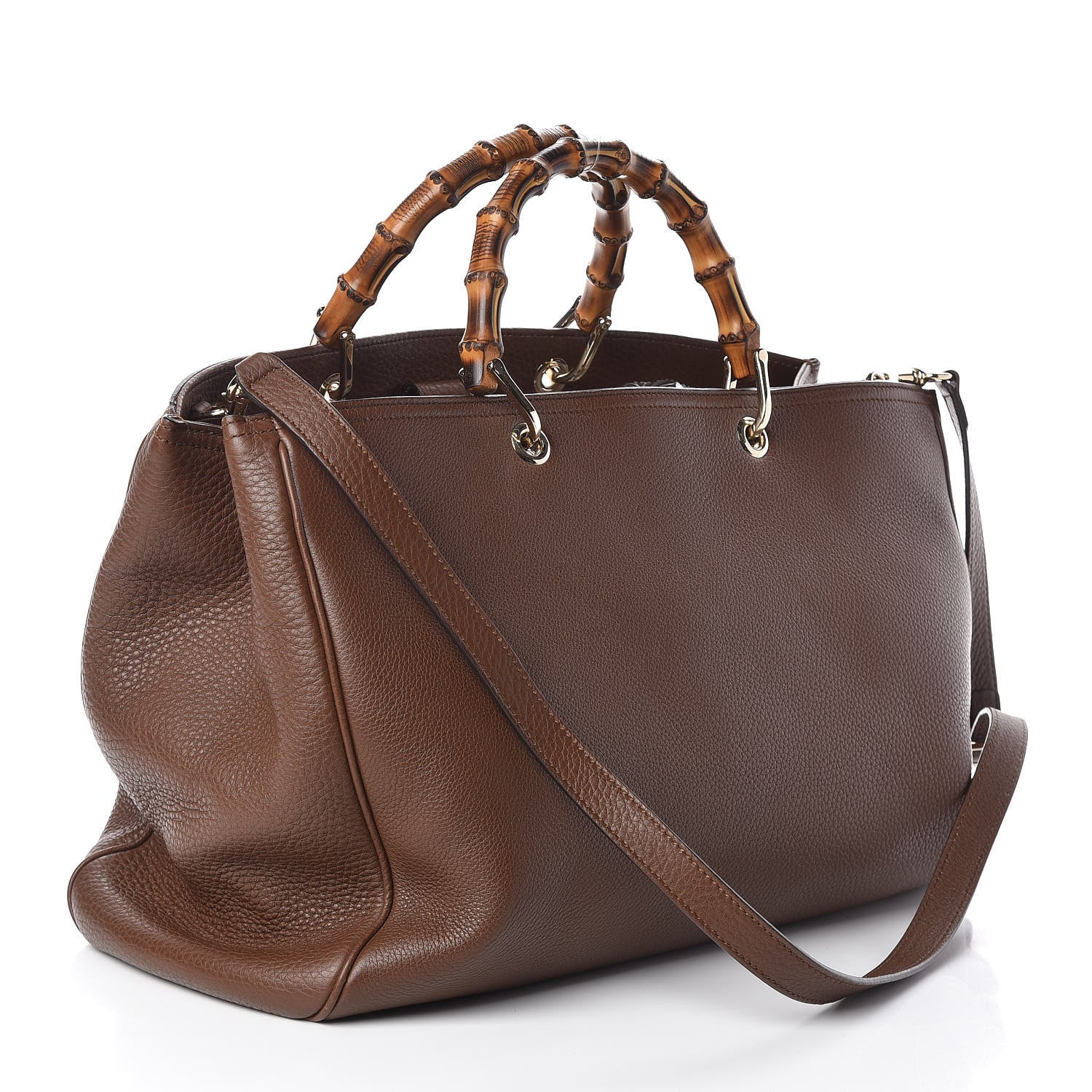 Gucci Cellarius Calfskin Large Bamboo Shopper Tote Acero 3 of 10