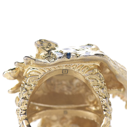 Gucci Metal Crystal Lion Head Ring S Aged Gold Multicolor 4 of 6