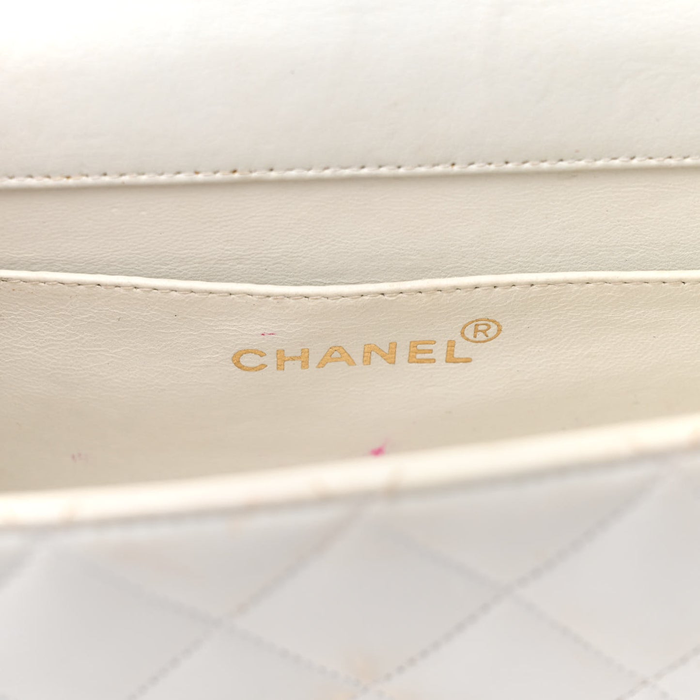 Lambskin Quilted Single Flap White