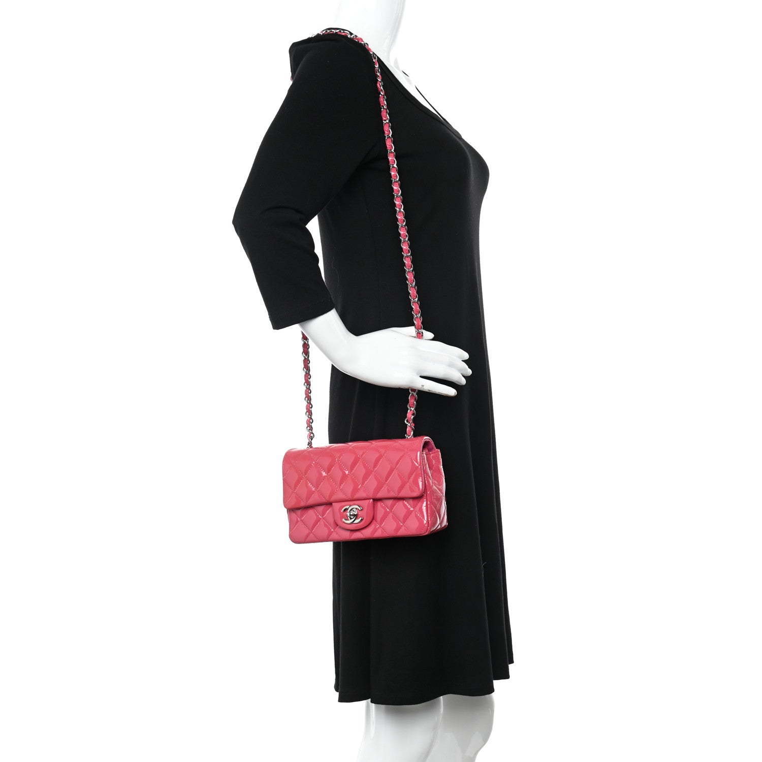Chanel Patent Calfskin Quilted Mini Rectangular Flap Pink 2 of 13