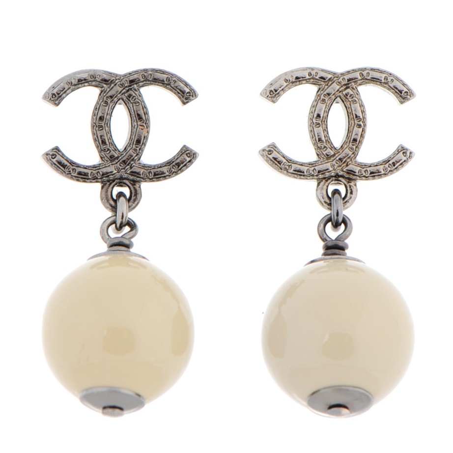 Ruthenium CC Bead Drop Earrings Light Green