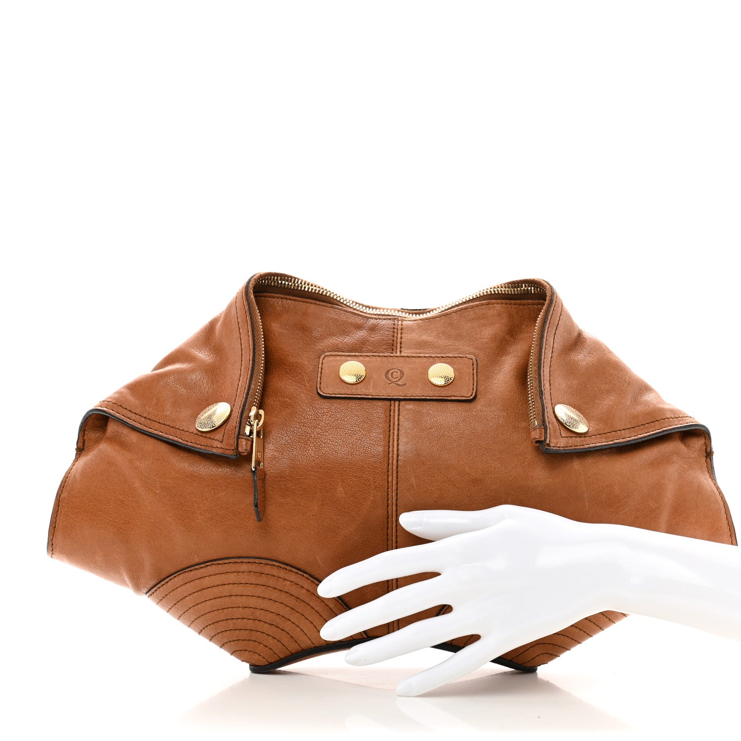 Alexander McQueen Calfskin De Manta Clutch Tan 2 of 10