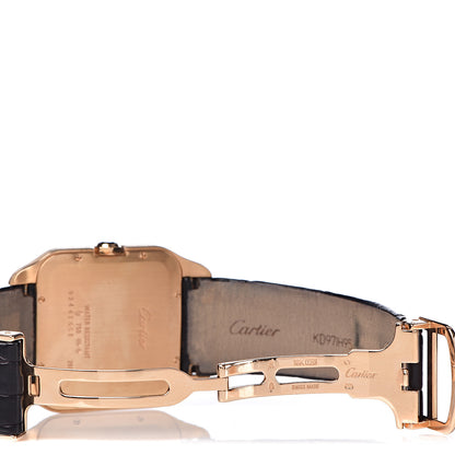 Cartier 18K Pink Gold Alligator 35mm Santos Dumont Collection Privee Manual Winding Watch Black 5 of 12