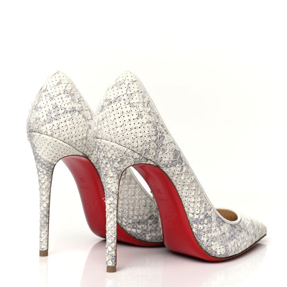 Christian Louboutin Perforated Python Decollete 554 100 Pumps 38 White 4 of 7