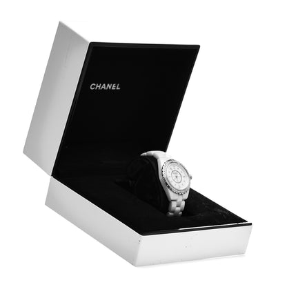 Chanel Stainless Steel Ceramic Diamond Bezel 33mm J12 Quartz Watch White 5 of 5