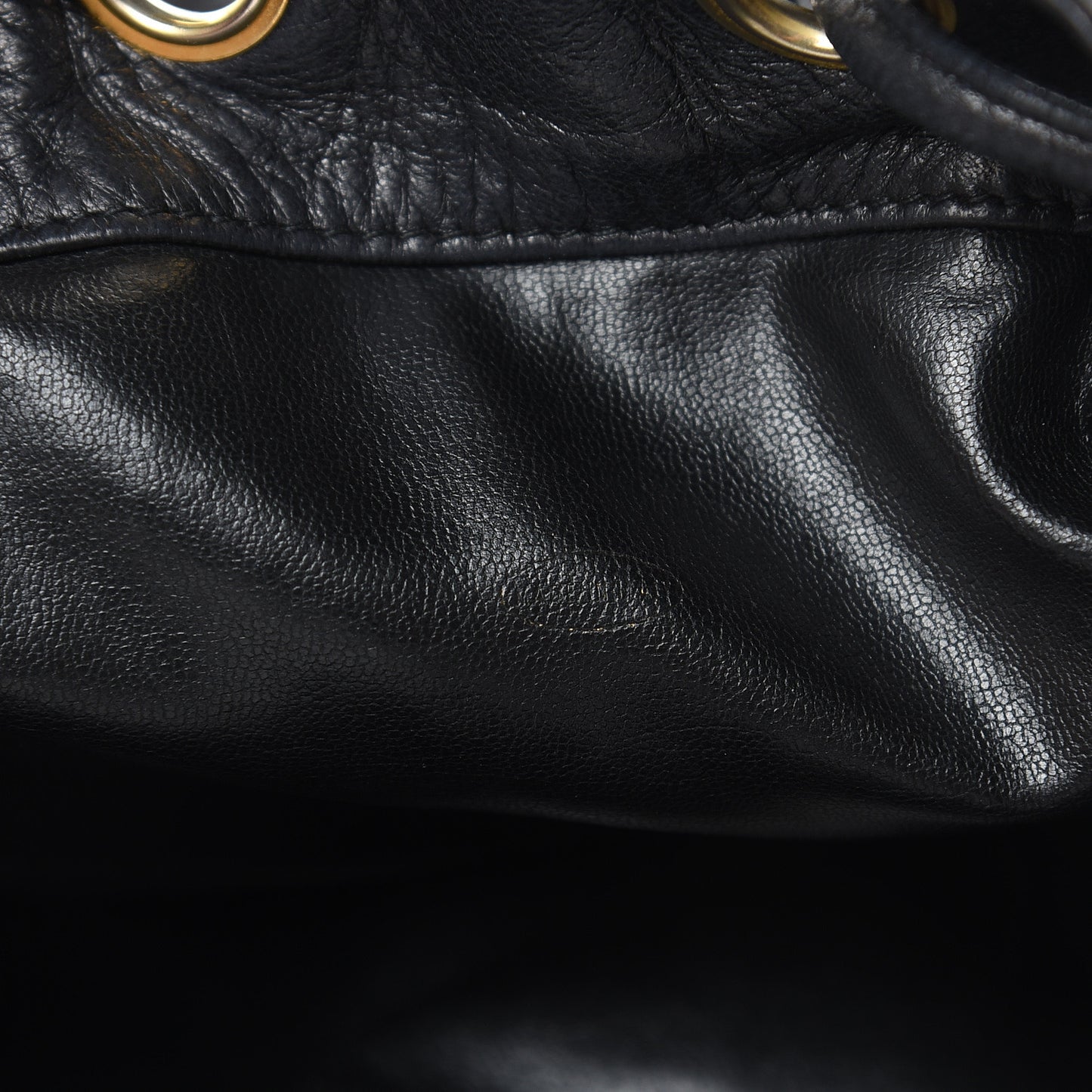 Lambskin CC Drawstring Shoulder Bag Black