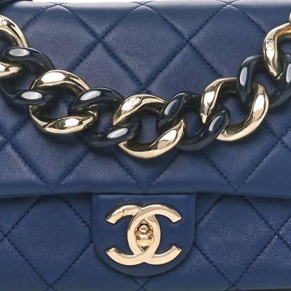 Chanel Lambskin Quilted Resin Bi-Color Chain Flap Bag Navy 8 of 10