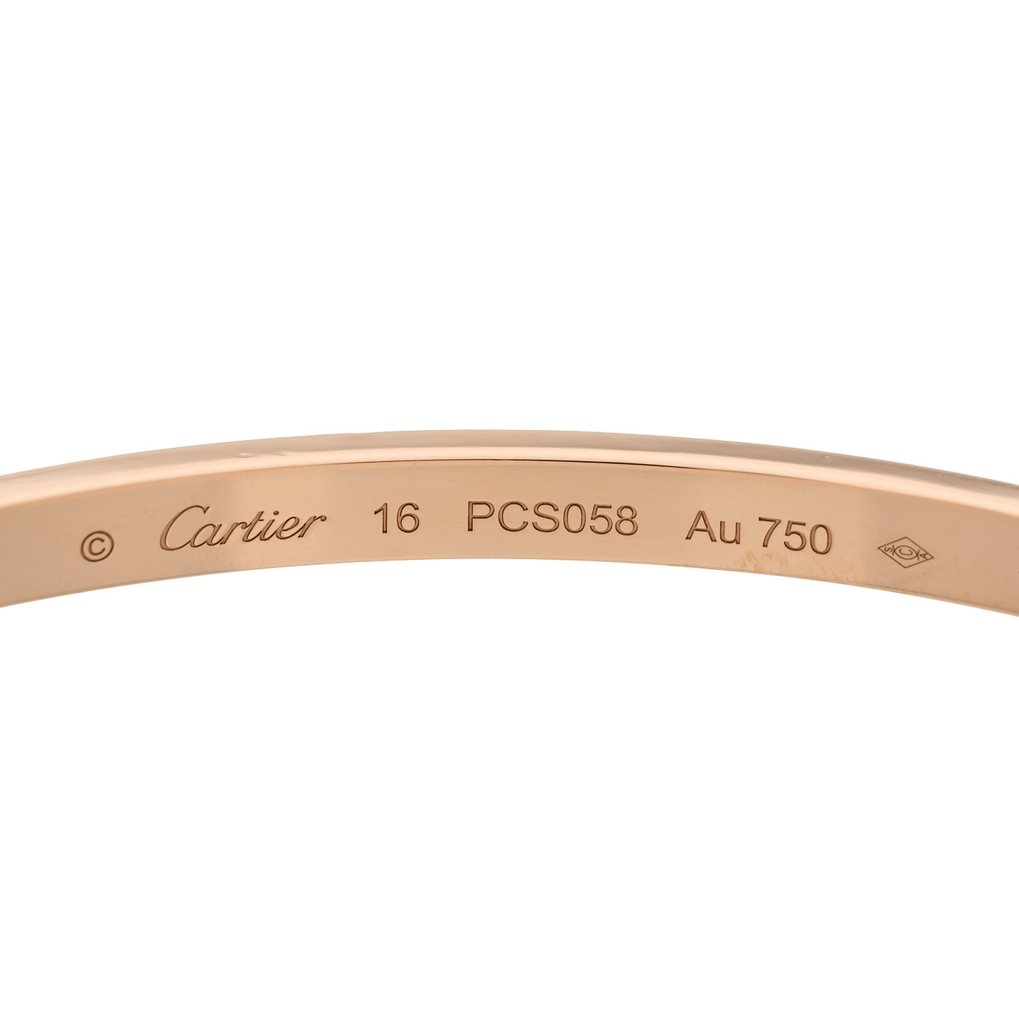 18K Pink Gold 6 Diamond Small LOVE Bracelet 16