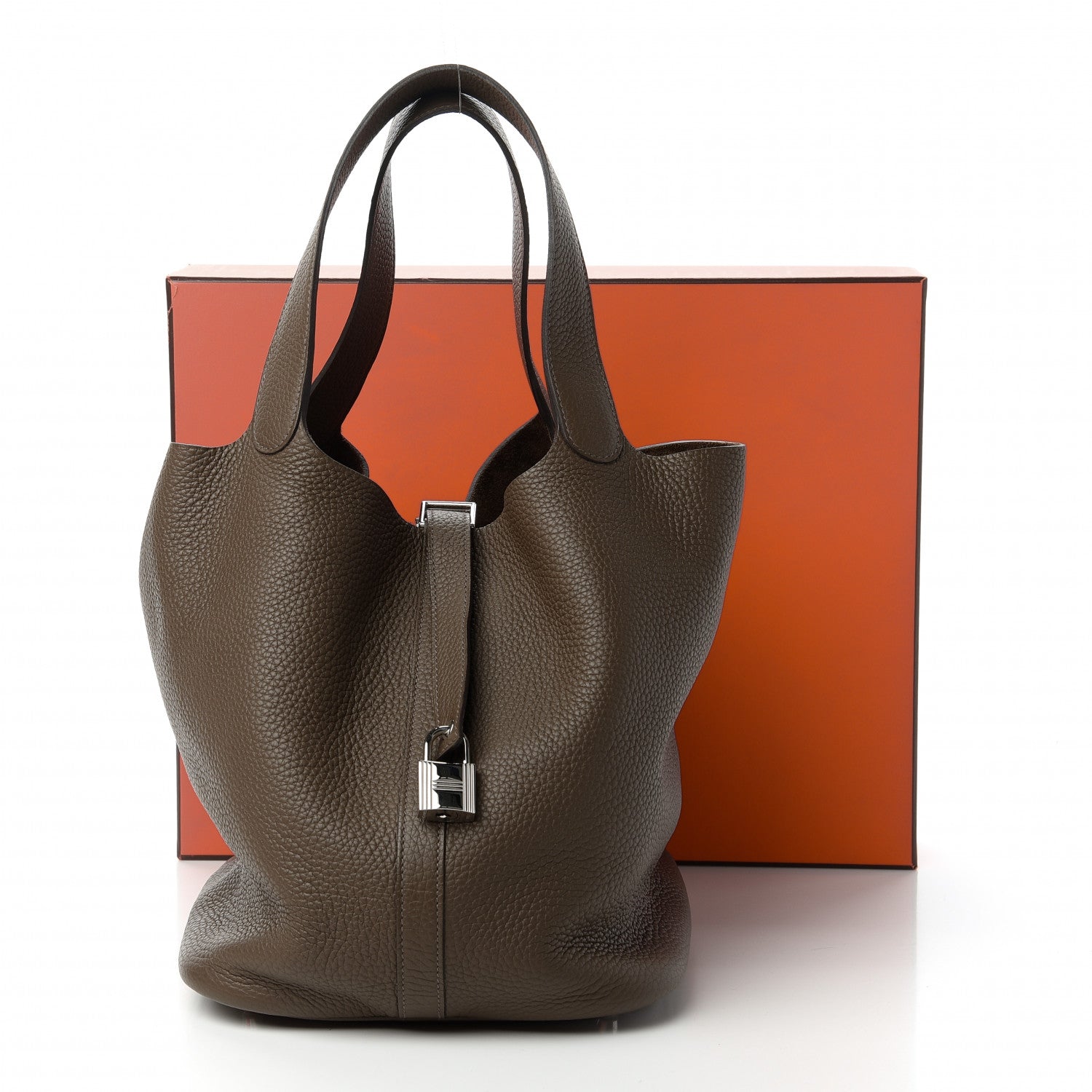 Hermes Taurillon Clemence Picotin Lock 26 GM Taupe 11 of 11
