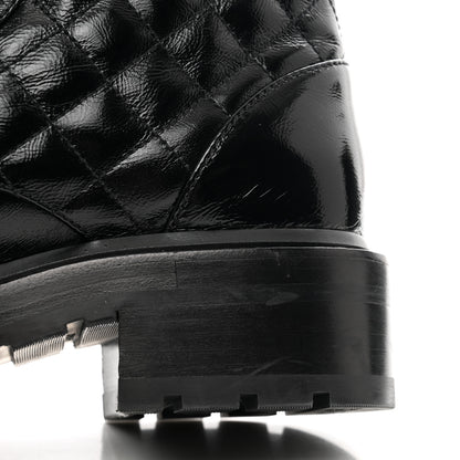 Chanel Shiny Calfskin Quilted Lace Up Combat Boots 36 Black 11 of 11