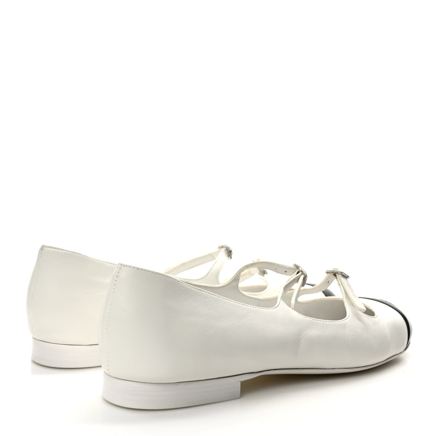 Chanel Lambskin Mary Jane Flats 40 White Black 4 of 9