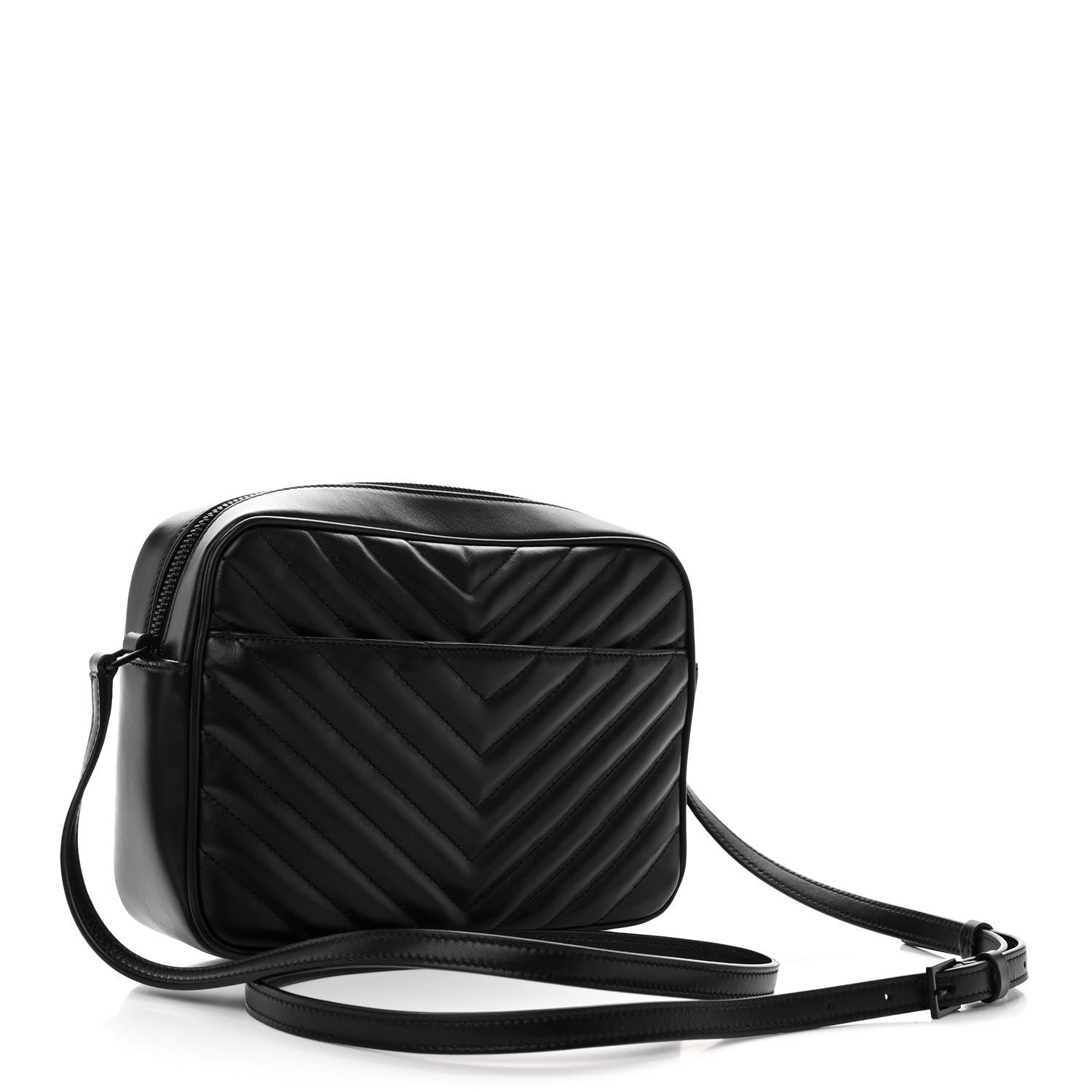 Saint Laurent Calfskin Matelasse Monogram Monochrome Lou Camera Bag Black 3 of 9
