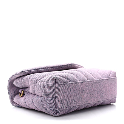 Saint Laurent Denim Y Quilted Monogram Toy Loulou Crossbody Bag Bleached Lilac 4 of 9